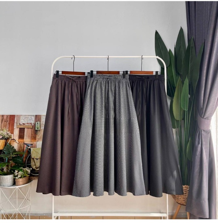 Yuna Grid Denim Skirt