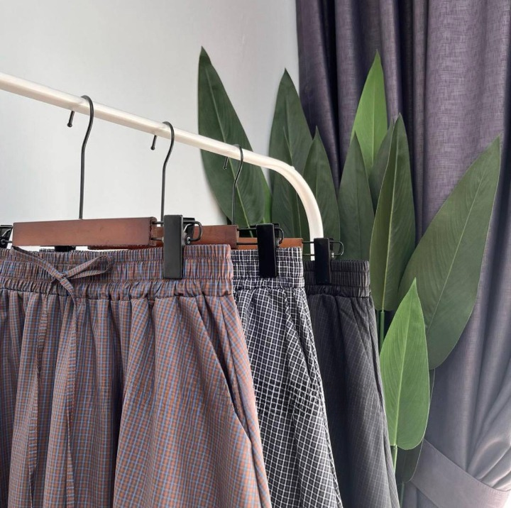 Yuna Grid Denim Skirt