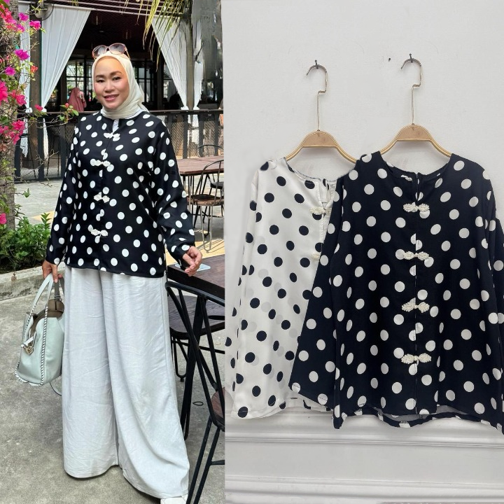 Whitney Cheongsam Polka Dots Blouse