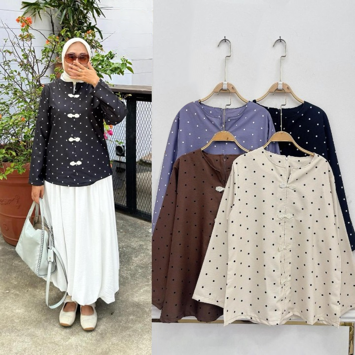 Wanda Cheongsam Polka Dots Blouse