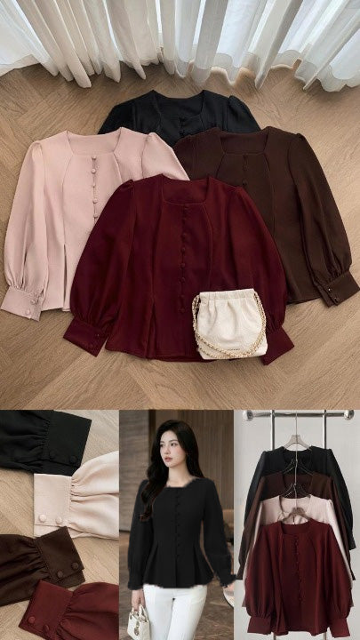 Skye Flare Buttoned Vintage Blouse