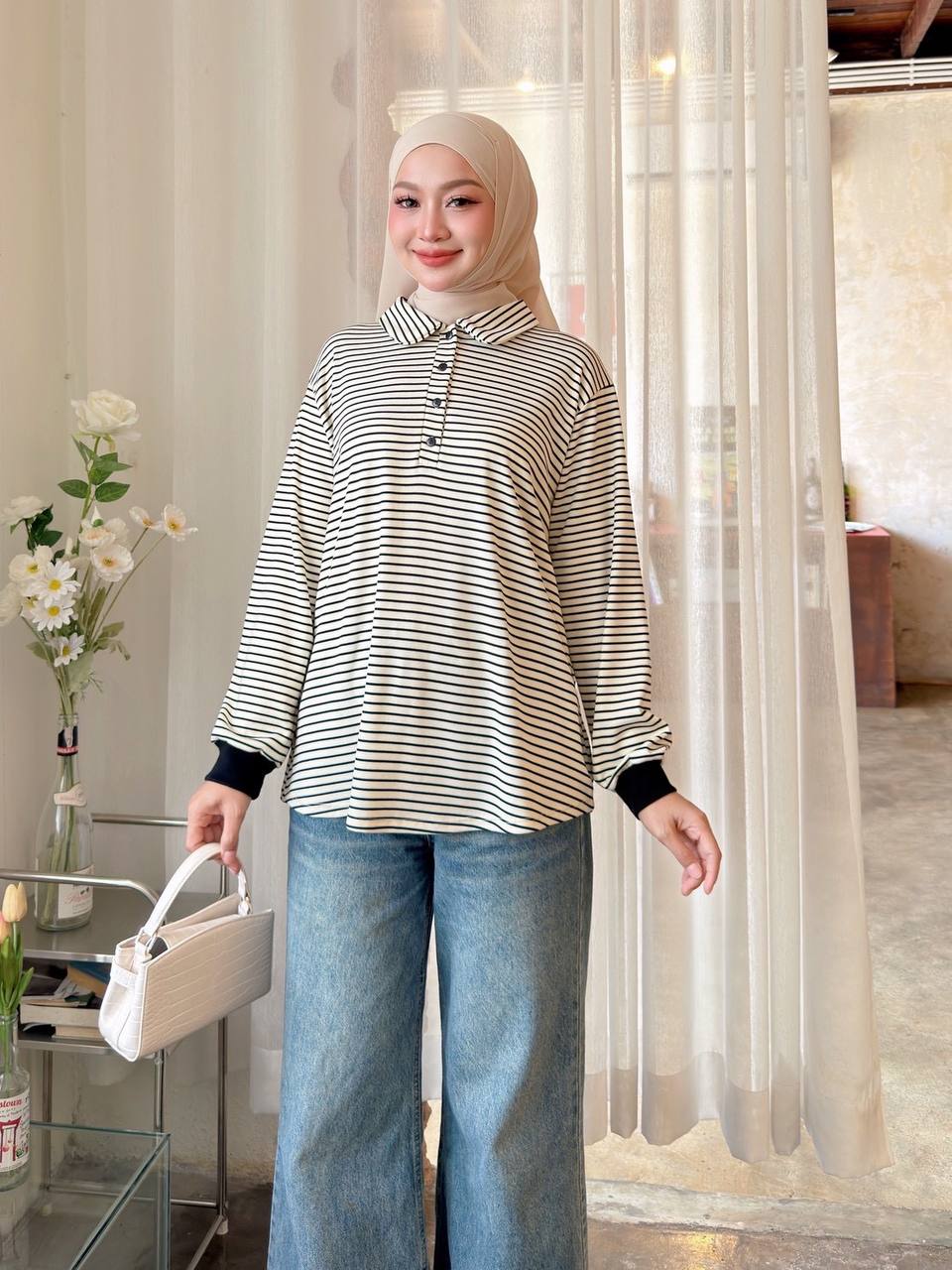 Polly Collared Striped Shirt