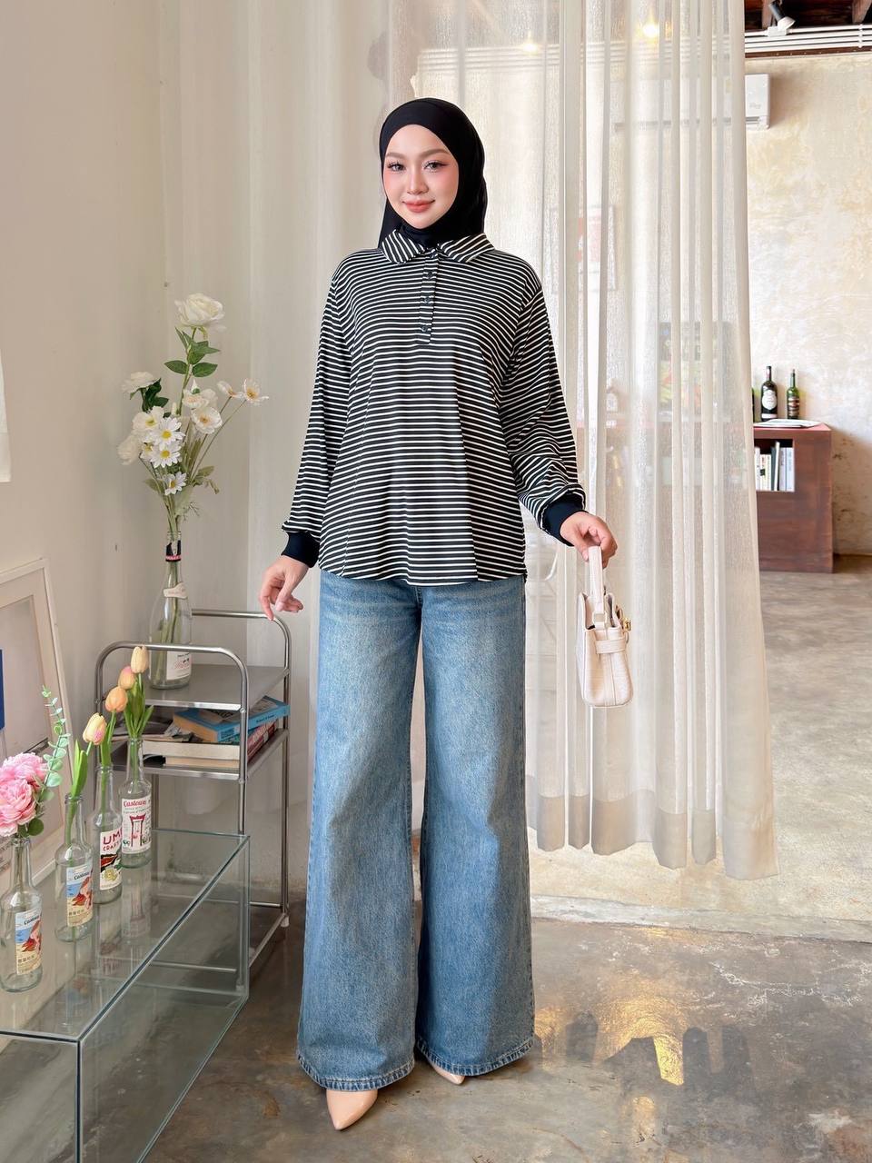 Polly Collared Striped Shirt