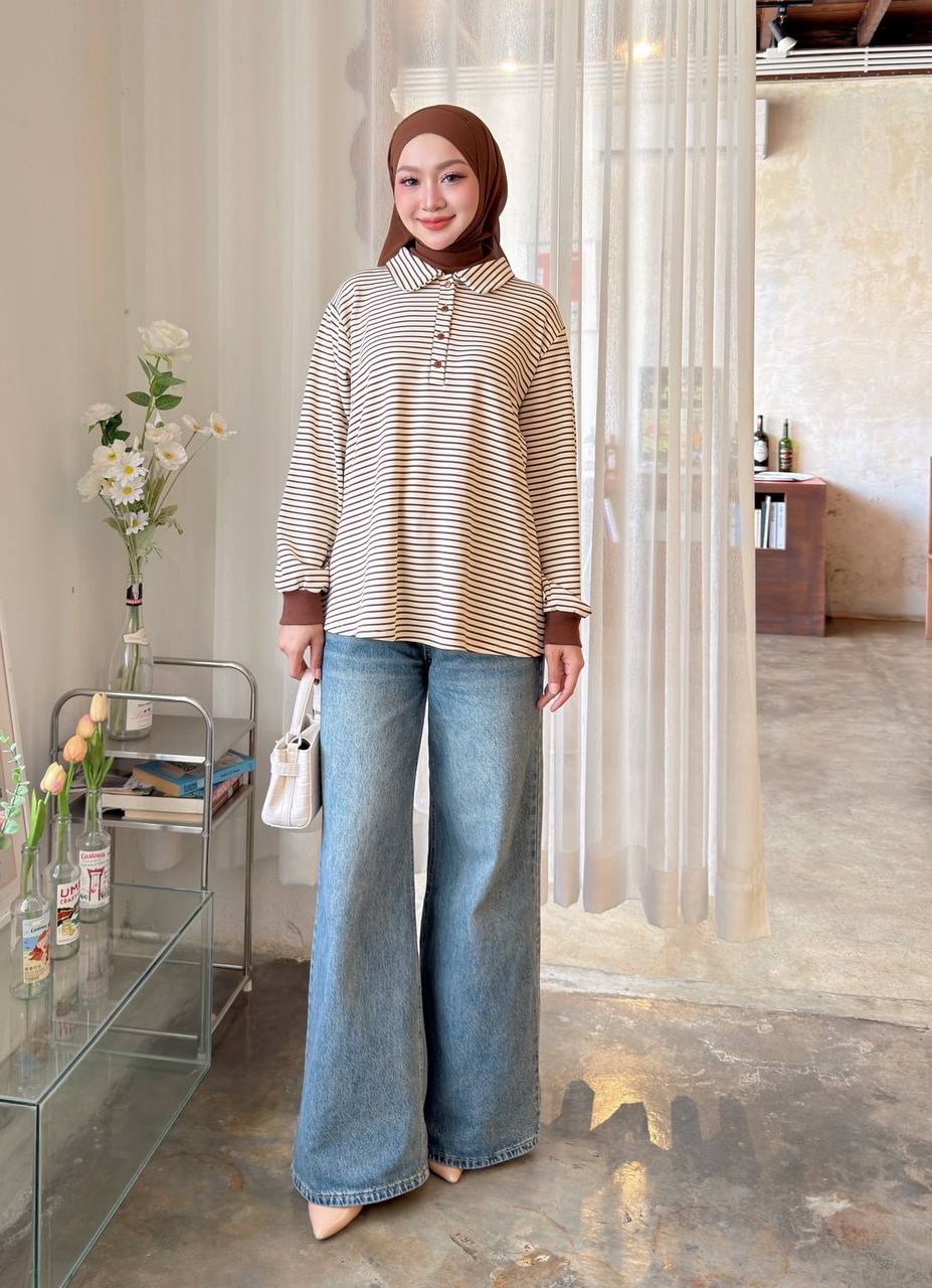 Polly Collared Striped Shirt
