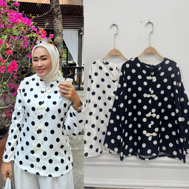Whitney Cheongsam Polka Dots Blouse